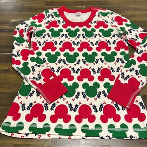 Disney Hanna Andersson Mickey Holiday Christmas Long Sleeve Top Large Red Green